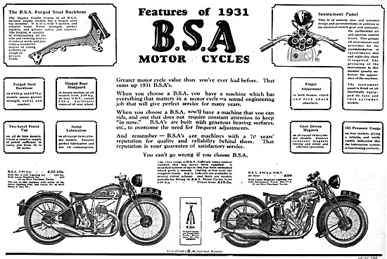 BSA Side Valve  Motor Cycles 1930                                
