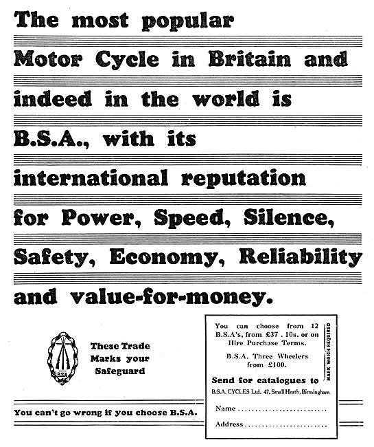 BSA  Motor Cycles                                                