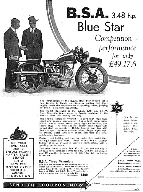 1933 BSA Blue Star 3.48 hp OHV                                   