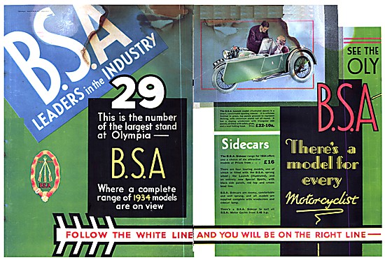 BSA  Motor Cycles, Sidecars & Three Wheeler Cars                 