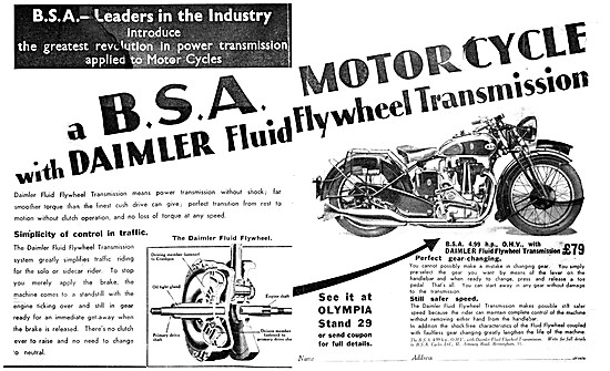 1933 BSA  4.99 hp OHV With Daimler Fluid Flywheel Transmission   