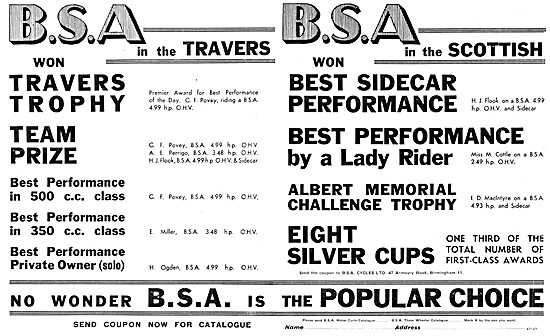 BSA Motor Cycle Travers Trophy Winners 1934                      