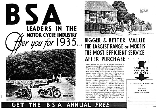 1934 BSA  Motor Cycles Advert                                    