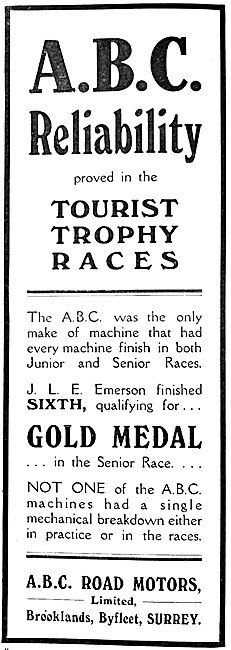 1914 ABC Motor Cycles Advert                                     