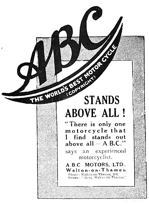 ABC Motor Cycles 1918 Advert                                     