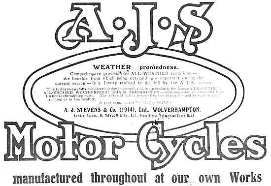 1917 AJS Motor Cycles Advert                                     