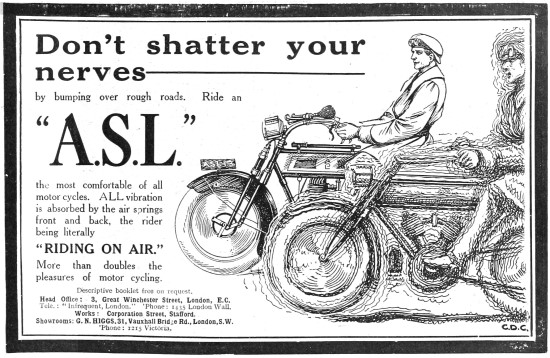 1912 ASL Motor Cycles Advert                                     