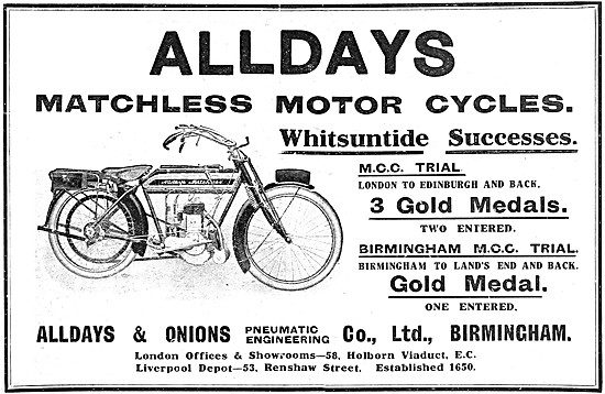 1912 Alldays & Onions Motor Cycles                               