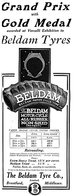 Beldam Motor Cycle Tyres 1913 Advert                             