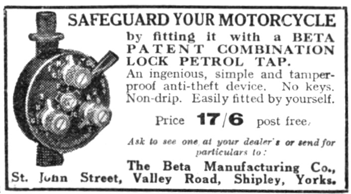 1930 Beta Patent Combination Lock Petrol Tap                     
