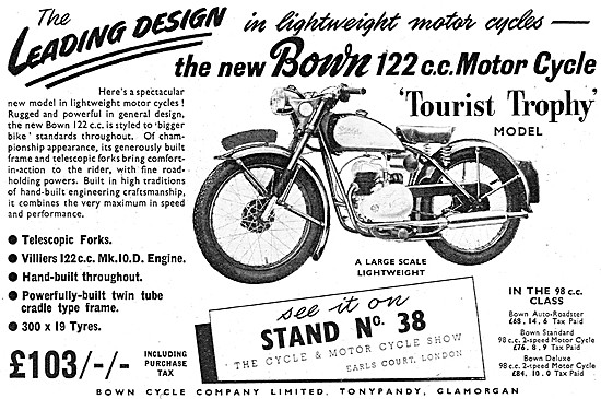 1952 Bown Motor Cycle TT Model - Bown 122cc                      