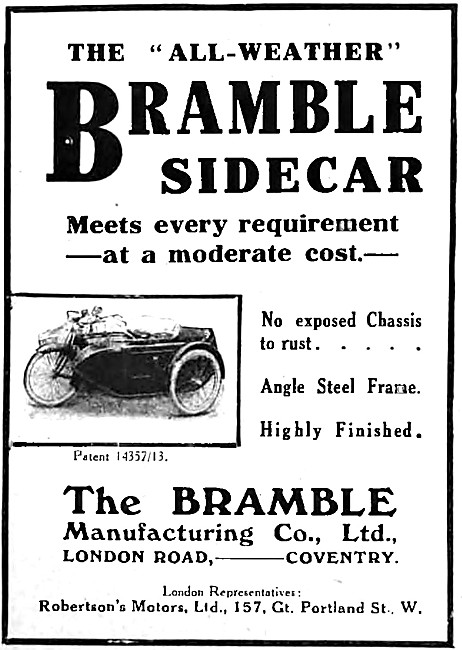 1914 Bramble Sidecars Advert                                     