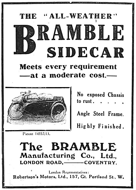 All Weather Bramble Sidecars 1914 Advert                         