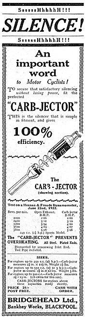 Bridgehead  Carb-Jector Motor Cycle Silencer 1922 Model          