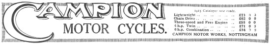 The 1916 Campion Motor Cycles Model Range                        