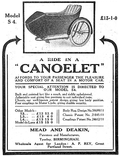 1913 Canoelet Model S 4 Sidecar                                  