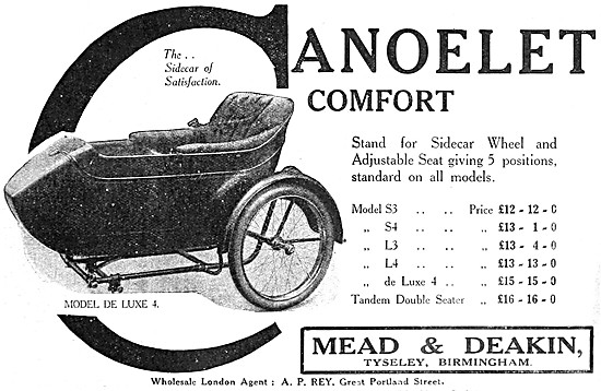 1913 Canoelet Model 4 De Luxe Sidecar                            