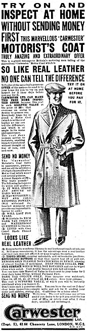 Carwester Motor Cycle Coats 1930 Styles                          