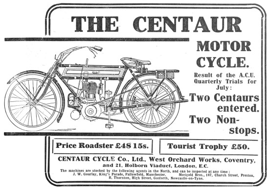 1910 Centaur Roadster Motor Cycle                                