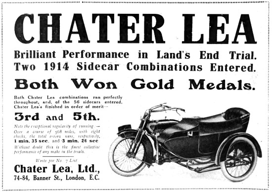 Chater Lea Motor Cycles & Sidecar Combinations 1914 Models       