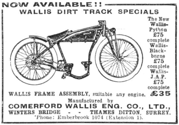 Comerford-Wallis Motor Cycles - Wallis Dirt Track Specials 1930  