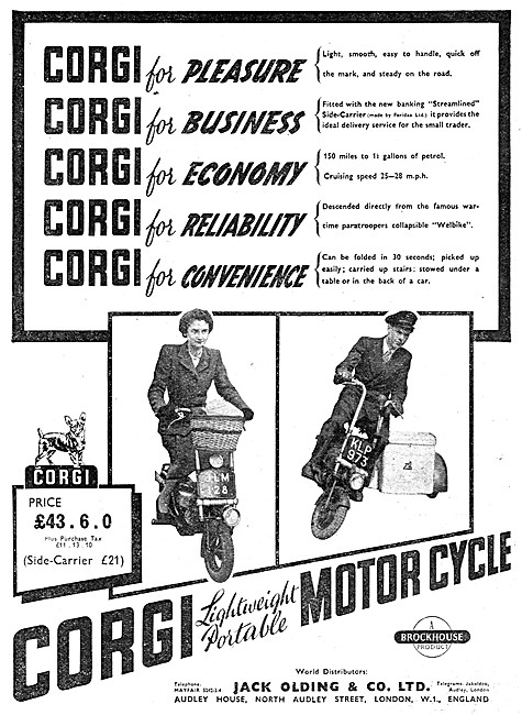 1950 Brockhouse Corgi Folding Motor Cycle                        