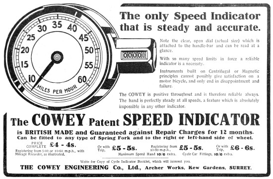 Cowey Motor Cycle Speedometers                                   