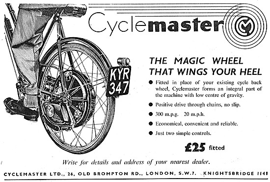 1951 Cyclemaster Motor Wheel Cyclemotor Advert                   