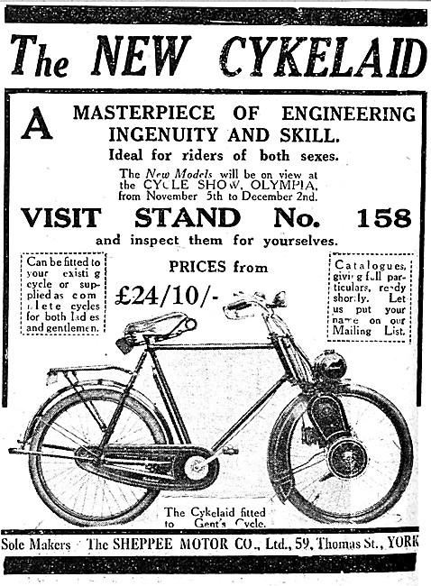 Cykelaid Motorised Bicycles 1922 Advert                          