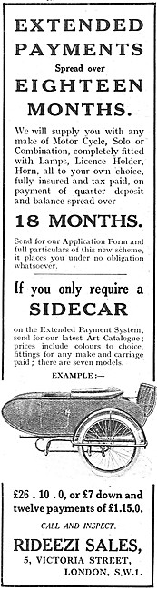 Rideezi Motor Cycle Sales, Oxford St. Rideezi Sidecars           