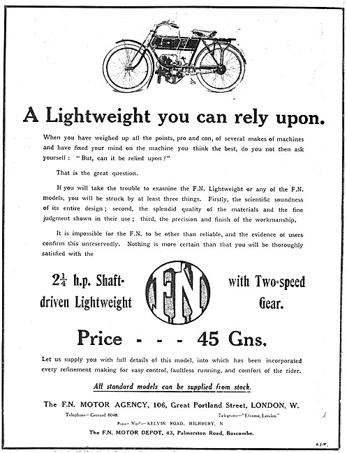 1910 F.N.Motor Cycles                                            