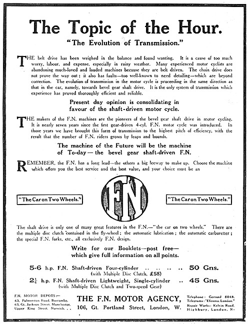 1912 F.N.Motor Cycles - FN Motorcycles                           