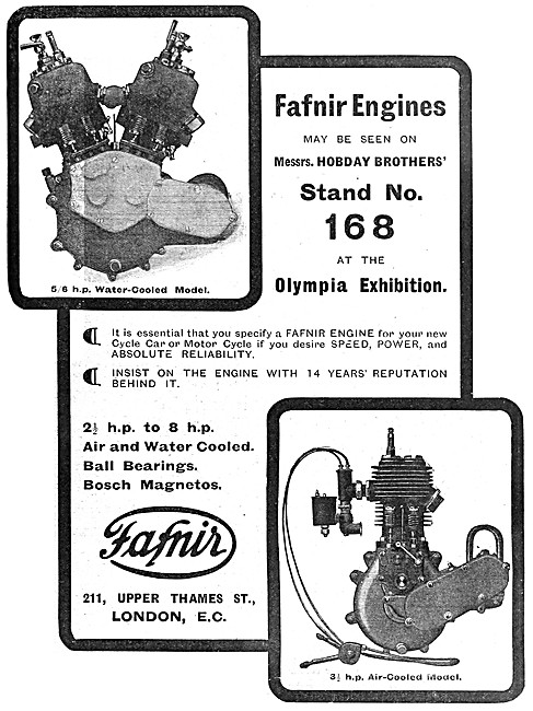 1913 Fafnir V-Twin & Single Cylinder Motor Cycle Engines         