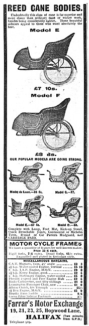 Farrar Reed Cane Bodied Sidecars 1912                            