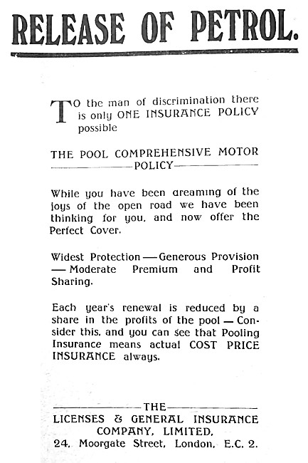 Legal & General Motor Cycle Insurance Policies 1918              