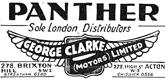 Geo Clarke Motor Cycle Sales - London Panther Distributors. 1931 