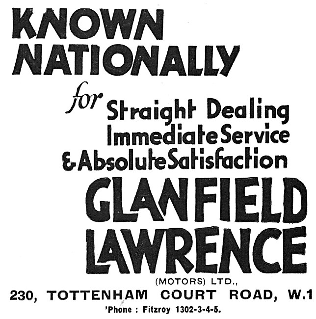 Glanfield Lawrence Motor Cycle Sales. 1931 Advert                