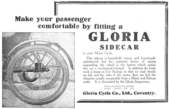 The 1912 Gloria Spring Suspension Sidecar                        