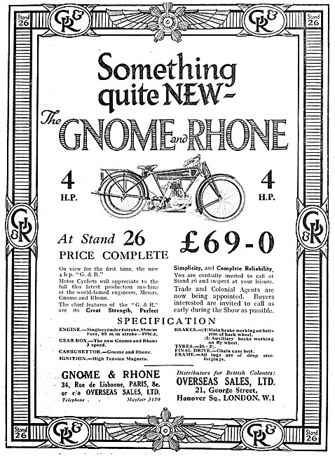 1922 Gnome & Rhone Motor Cycle                                   