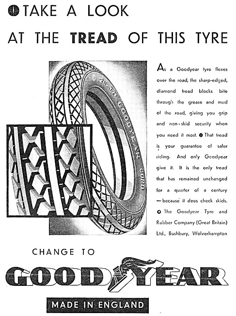 Goodyear Motor Cycle Tyres 1931 Advert                           