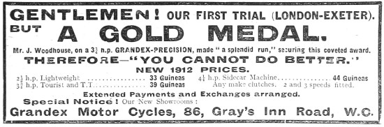 1912 Grandex Motor Cycles Models                                 