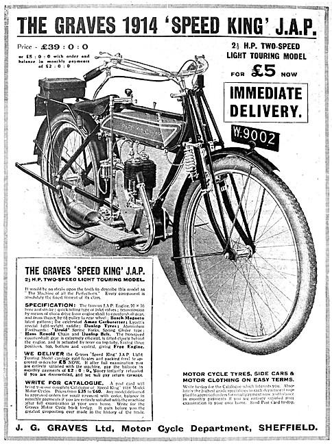 The 1914 Graves Speed King JAP Motor Cycles                      