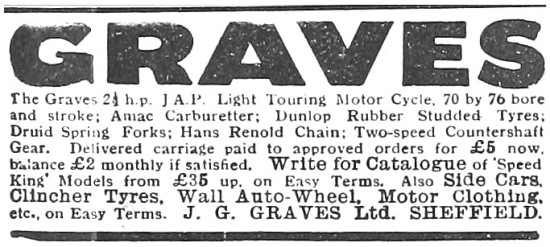 1916 Graves JAP Light Touring Motor Cycles                       