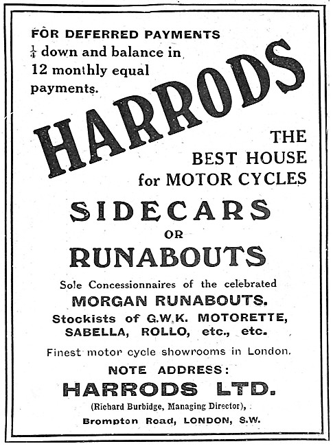 Harrods Motorcycle, Sidecar & Runabouts                          