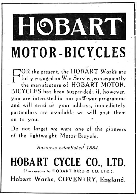 1918 Hobart Motor Cycles                                         