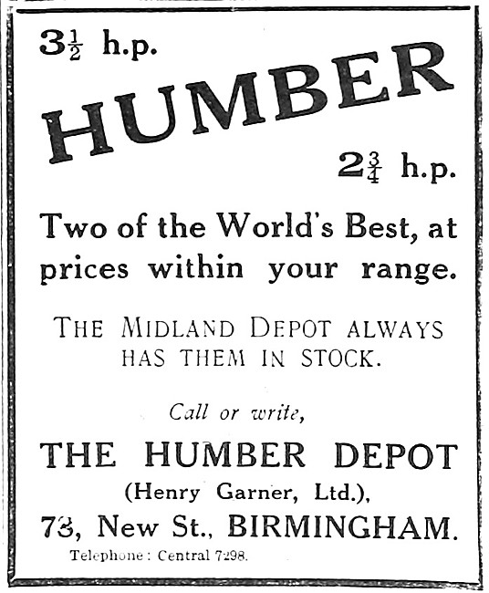 1912 Humber Motor Cycle Advert                                   