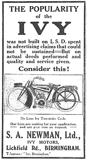 Ivy Motor Cycles 1916 Advert                                     