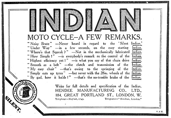 1910 Indian Motor Cycle Advert                                   