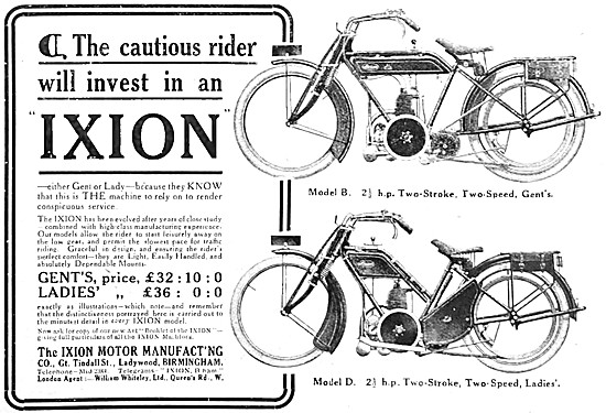1915 Ixion Model B Motor Cycle - 1915 Ixion Model D Motor Cycle  
