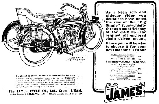 1918 James No.6 4.5 HP Big Single Motor Cycle                    